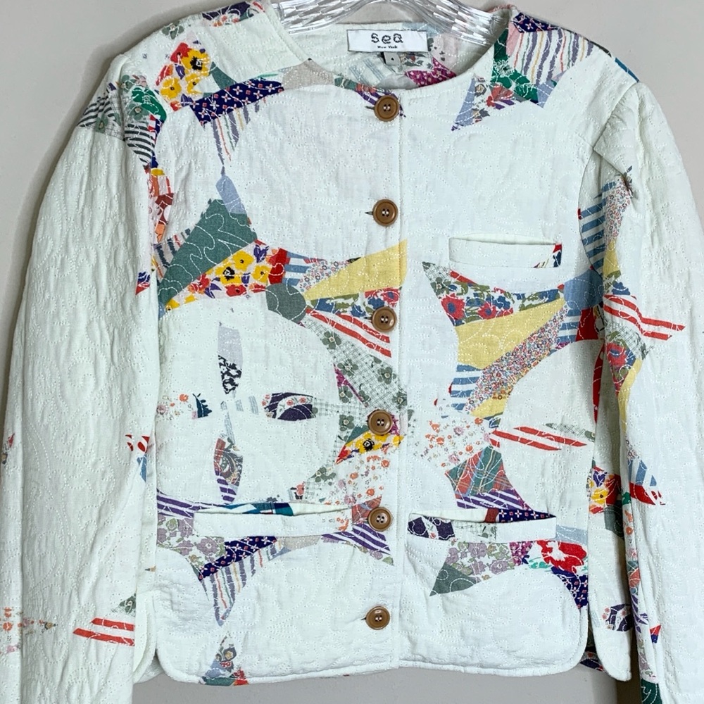 Sea New York Paloma Quilted Jacket (Sz 4) Patchwork Multicolor - Picture 5 of 14